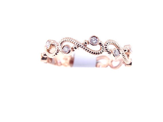 14 K Rose Gold Diamond Fashion Band Anniversary Band Wedding Band Art Deco Band Antique Band Bezel Band Infinity Band Yellow Gold White Gold