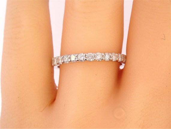 14K White Gold Diamond Prong Set Wedding Band Engagement Band Anniversary Band Stackable Band Classic Promise Ring Yellow Gold Rose Gold