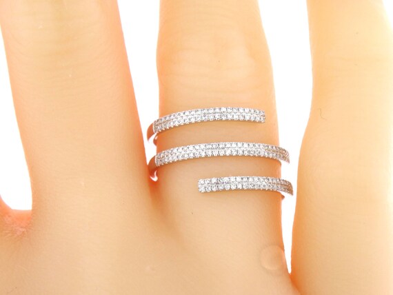14K White Gold Diamond Band Fashion Band Wedding Band Anniversary Band Right Hand Ring 3 Row Prong Band Split Shank Rose Gold Rose Gold