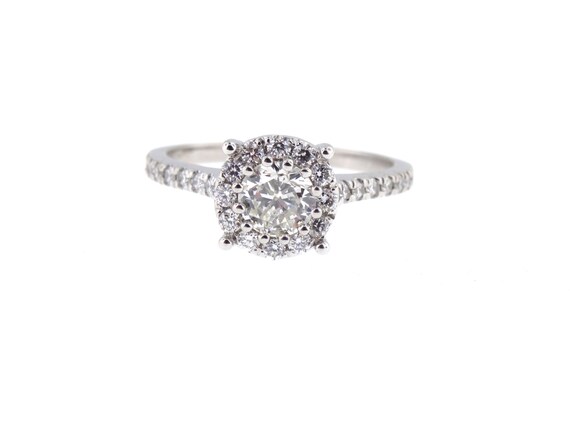 14K White Gold Round Brilliant Diamond Halo Engagement Ring Wedding Ring Anniversary Ring Solitaire Ring Promise Ring Rose Gold Yellow Gold