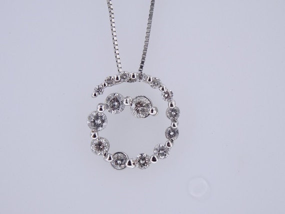 14K White Gold Diamond Circle of Life Pendant Anniversary Pendant Prong Set Yellow Gold Rose Gold