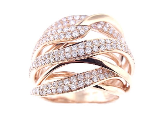 14K Rose Gold Fashionable Diamond Band Art Deco Design Antique Design Stackable Band Anniversary Ring Yellow Gold White Gold