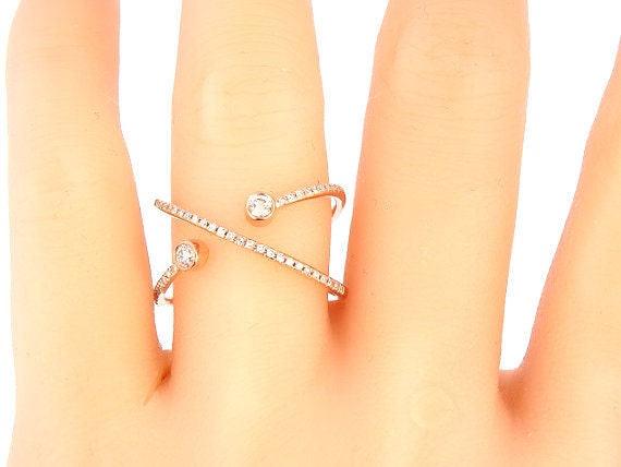 14K White Gold Diamond Band Criss Cross Ring Criss Cross Band Infinity Band Stackable Band Right Hand RIng Fashion Yellow Gold White Gold