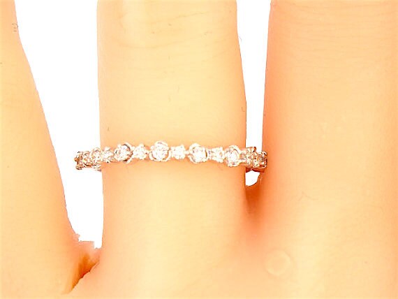 14K White Gold Diamond Band Wedding Band Anniversary Band Engagement Ring Promise Ring Stackable Band Right Hand Ring Yellow Gold Rose Gold