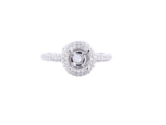 18K White Gold Diamond Round Halo Engagement Ring - SJ2584RHER