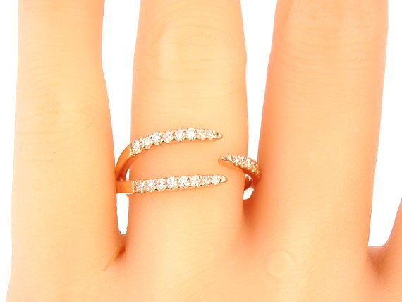 14K Rose Gold Diamond Band Wedding Band Anniversary Band Stackable Band Fashion Ring Antique Design Art Deco Design Yellow Gold Rose Gold