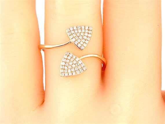 14K Rose Gold Diamond Pave Band Wedding Band Anniversary Band Engagement Band Stackable Band Art Deco Band Antique White Gold Yellow Gold