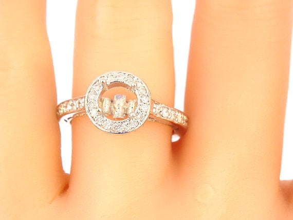 14K White Gold Diamond Engagement Ring Art Deco Antique Deisgn Classic Halo Infinity Design Wedding Ring Yellow Gold Rose Gold