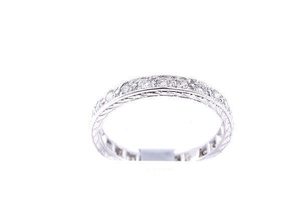 14K White Gold Antique Eternity Diamond Band Anniversary Band Art Deco Band Wedding Band Promise Band Stackable Band Yellow Gold Rose Gold