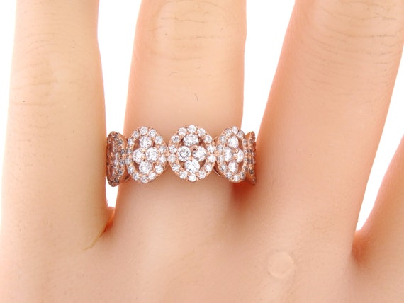 14 Karat Rose Gold Diamond Oval Halo Band Wedding Band Art Deco Band Stackable Band Engagement Band Antique Ring White Gold Yellow Gold 18K