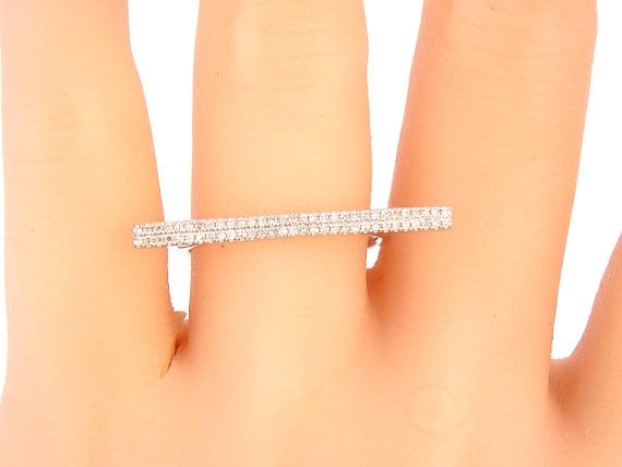 14K White Gold Diamond Bar Band Fashion Jewelry Stackable Ring Anniversary Ring Right Hand Ring Knuckle Ring Yellow Gold Rose Gold
