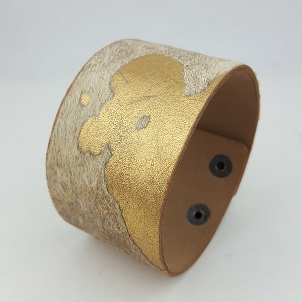 Exotic Hair on Cow Print Leather Band