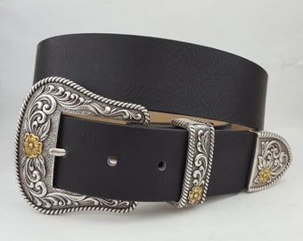 Western Style Floral Buckle Belt - Etsy