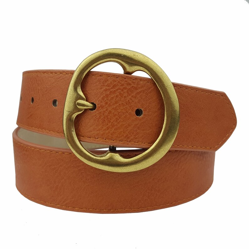 Round Brass Statement Buckle with Non-Animal Belt In Style