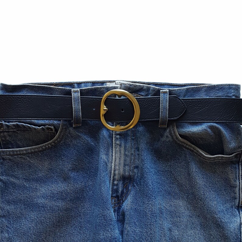 Round Brass Statement Buckle with Non-Animal Belt In Style