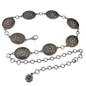 Western Oval concho Chain belt with floral design