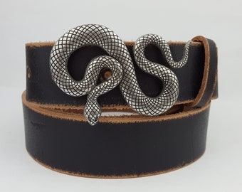 Snake Buckle w. Genuine Distressed Leather belt