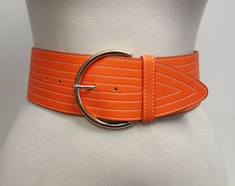 Ceinture large de 3 po. avec surpiqûres contrastées