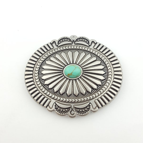 Pack of 2 pieces of trendy oval western conchos with stone