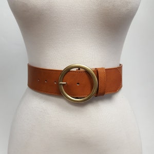 Non-Leather, Vegan Wide Belt with Round Buckle image 6