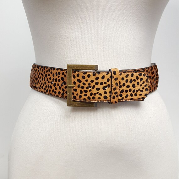 Wide Width Cow Hair Leather Belt in Cheetah Print With Slight | Etsy