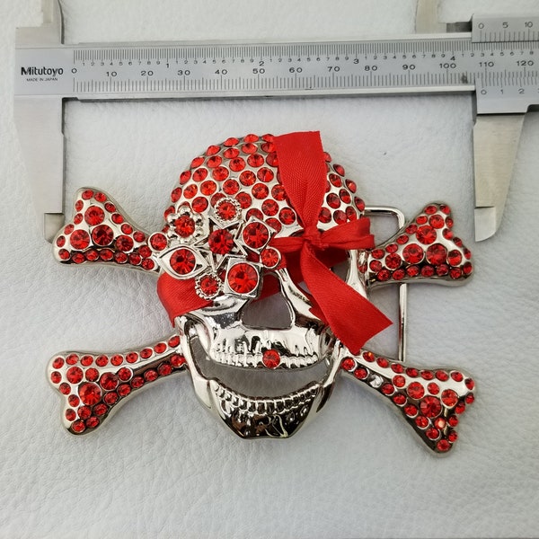 Luxury Color Crystal Pirate Skull Belt Buckle