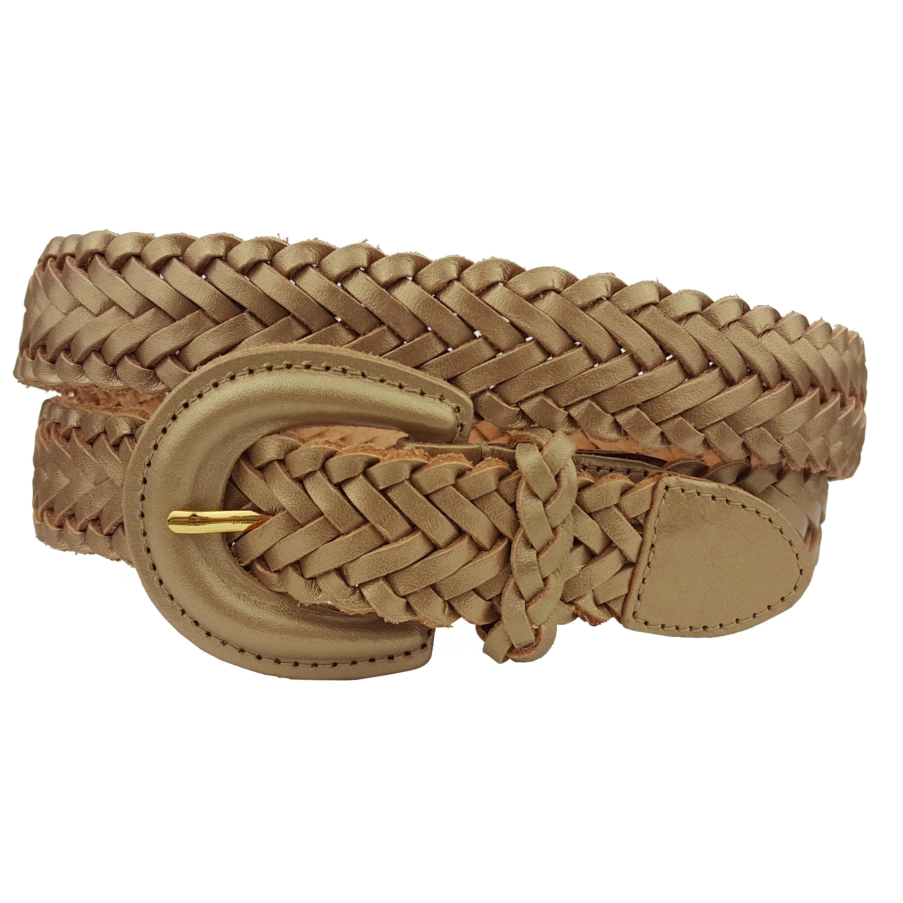 Hand Braided Leather Belt in Matte Gold -  Ireland