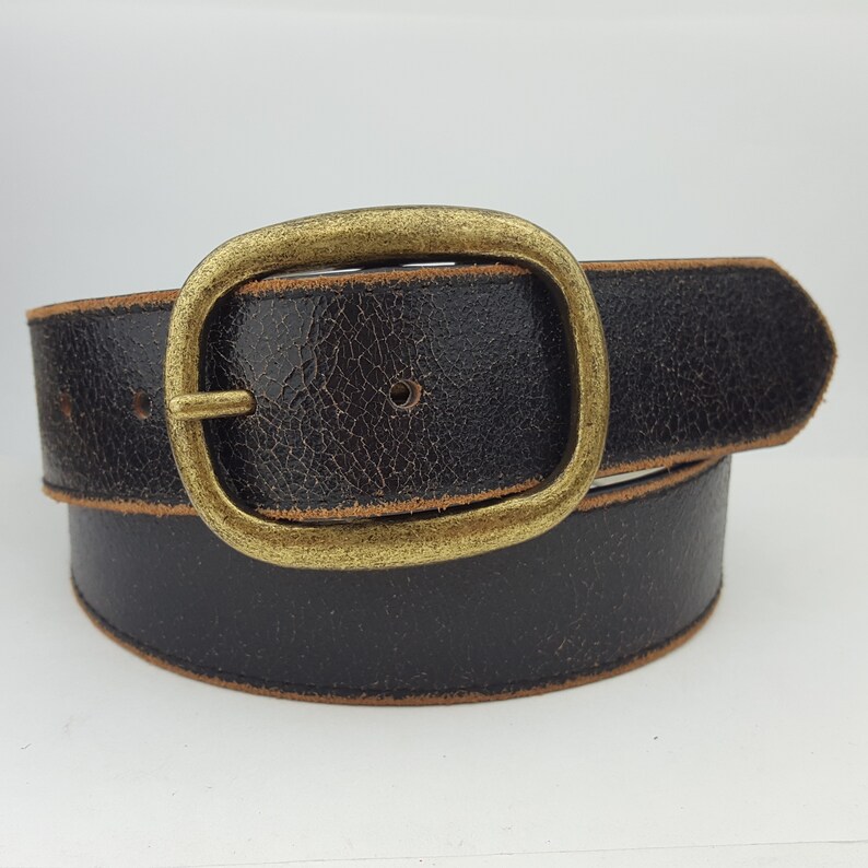 Vintage Genuine Leather belt with distress burnish edge | Etsy