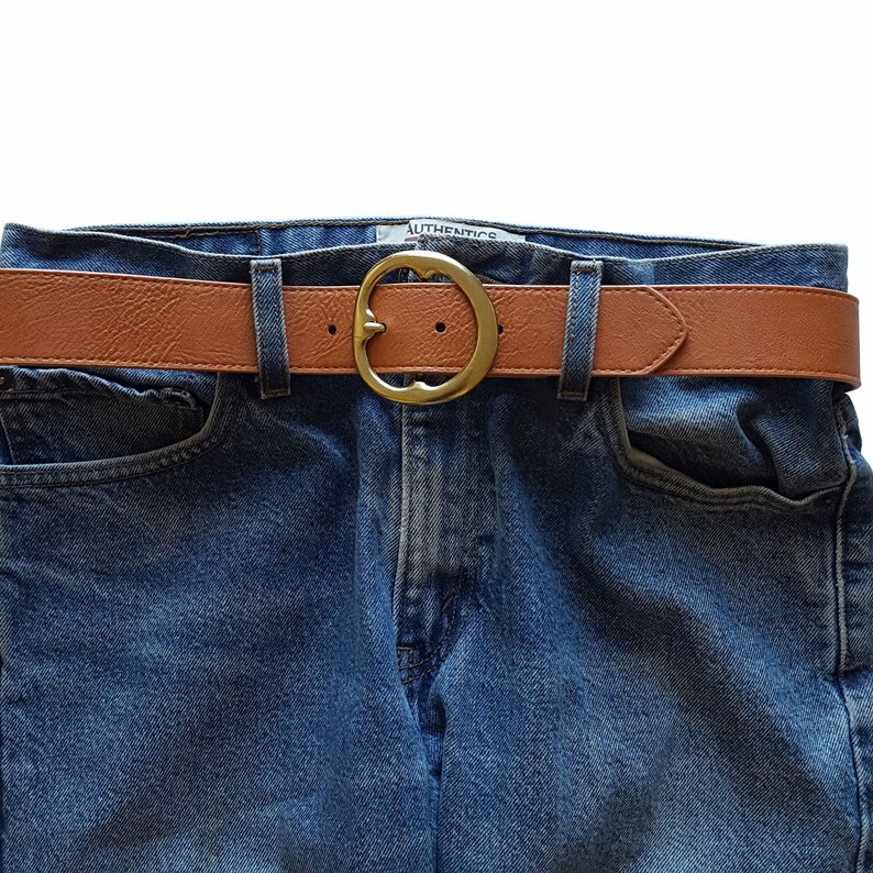 Round Brass Statement Buckle with Non-Animal Belt In Style