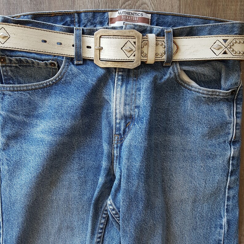 Vintage White Leather Belt Sample Sale