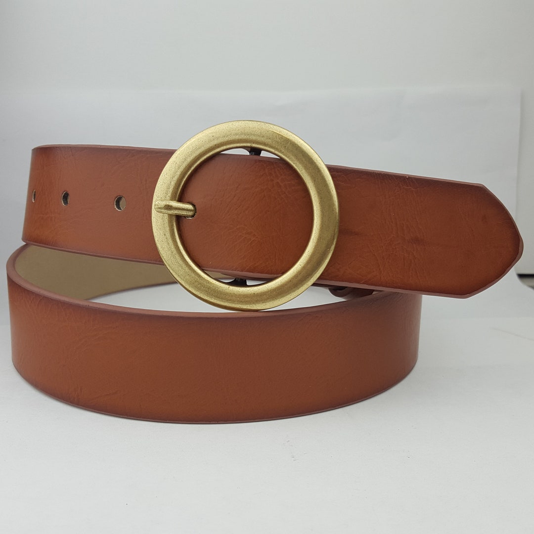 Non-animal Vegan Belt With a Round Buckle - Etsy