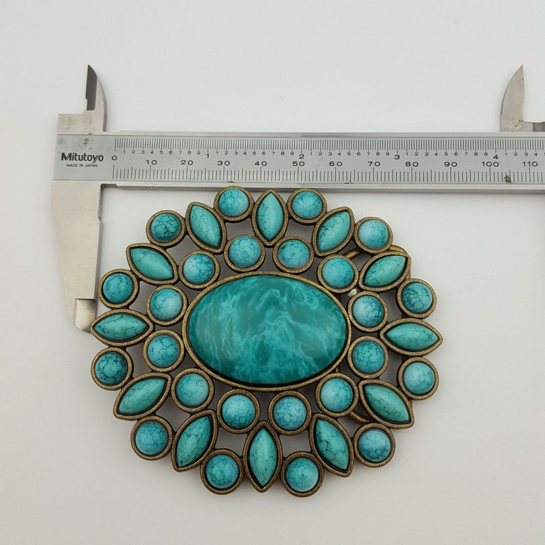 Navajo Charlie John Sterling Silver & Turquoise Belt Buckle