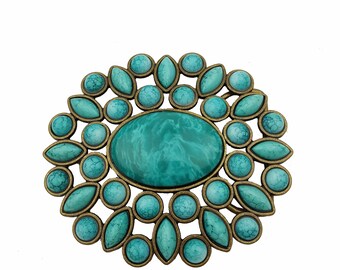 Oval Turquoise Stone Belt Buckle