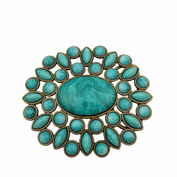 Oval Turquoise Stone Belt Buckle