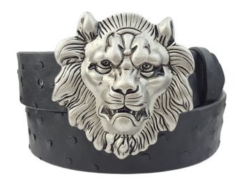 Lion King Buckle  w. Ostrich Printed Belt