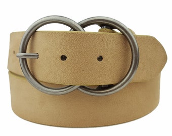 Hot Style! Vegan Suede Jean Belt with Double Circle  Buckle