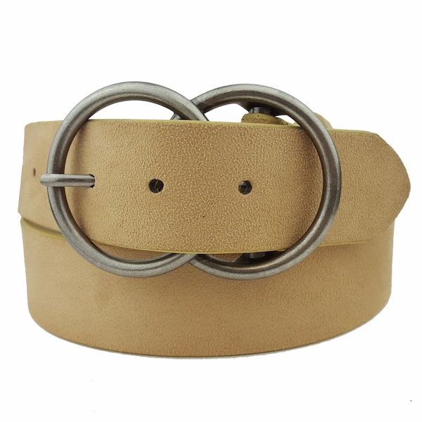 Hot Style! Vegan Suede Jean Belt with Double Circle  Buckle