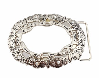 Shiny Oval shape Floral Belt Buckle