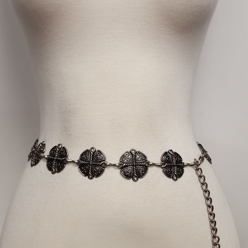 Vintage silver Western chain belt Etsy