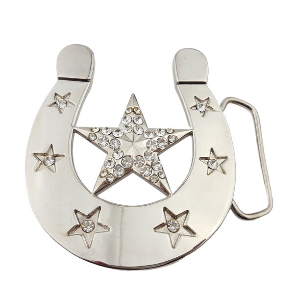 Crystal Horseshoe and Star  Belt Buckle