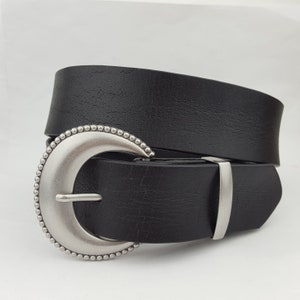 Genuine Leather belt with Silver finish Moon Shape Buckle