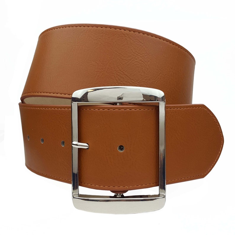 Non-leather Vegan Wide Belt With Silver Square Buckle - Etsy