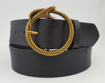 Round Snake Buckle w. Genuine Leather belt