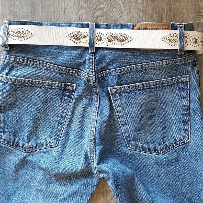 Vintage White Leather Belt Sample Sale