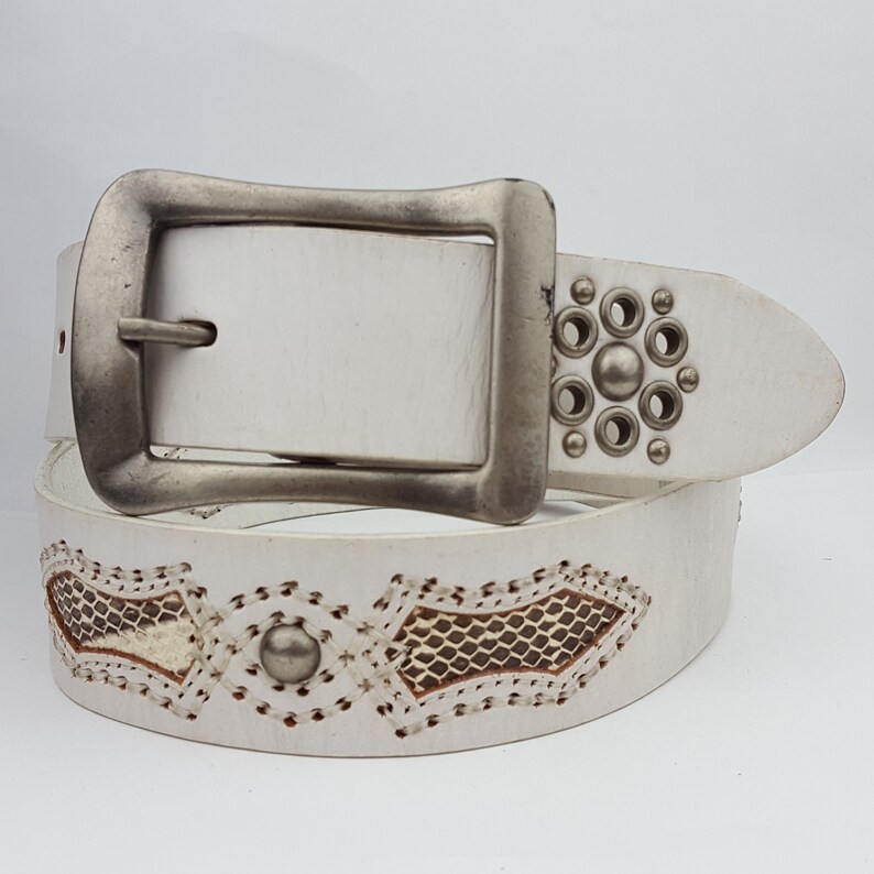 Vintage White Leather Belt Sample Sale