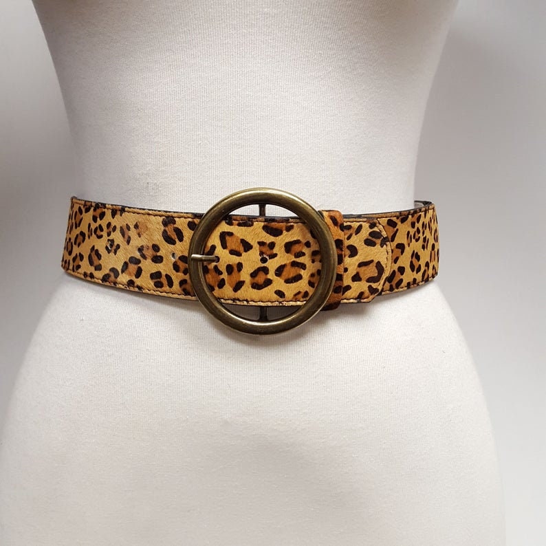 TFJ Women Elastic Wide Belt Hip High Waist Leopard