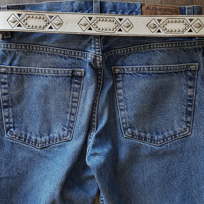Vintage White Leather Belt Sample Sale