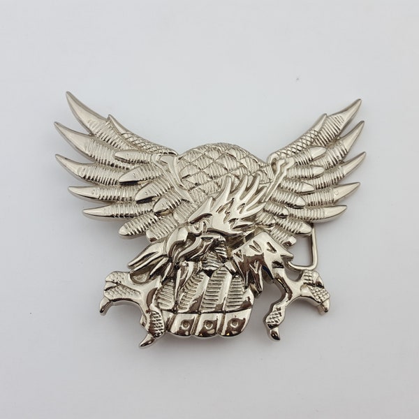 Shiny Silver American Eagle Belt Buckle