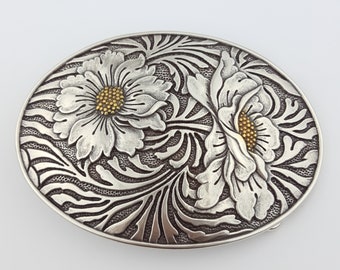 Western Oval Floral Buckle