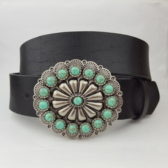 Cowboy Turquoise Embossed Belt - Boho Belts and Jewelry Online